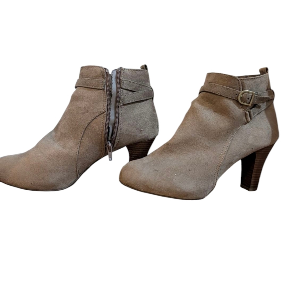 Merona Taupe Ankle Boots with Buckle Detail